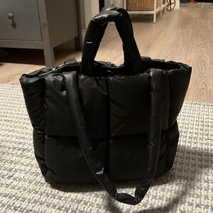 Black Puffer Tote Bag